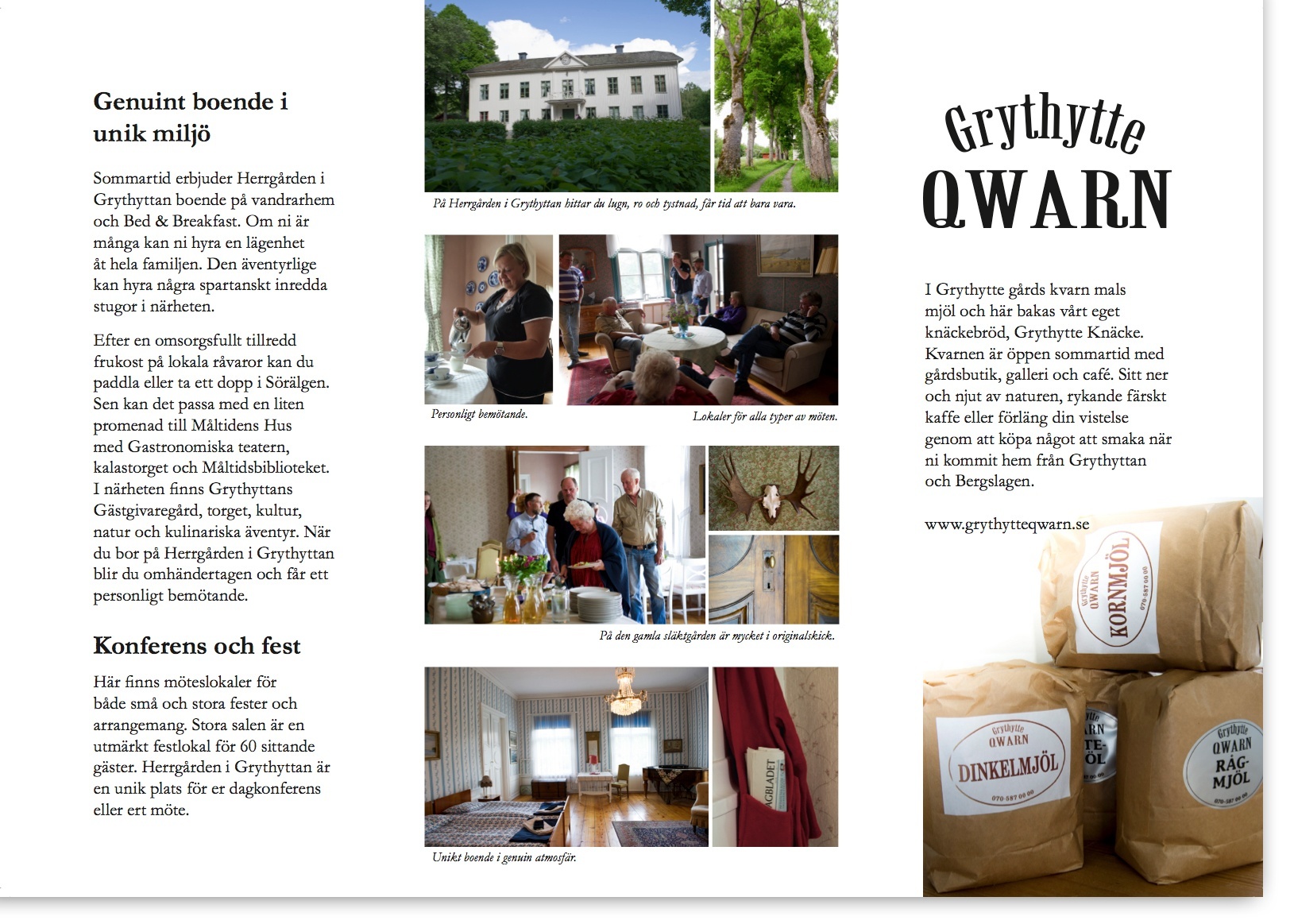 Herrgården i Grythyttans broschyr, rollup och webbsida