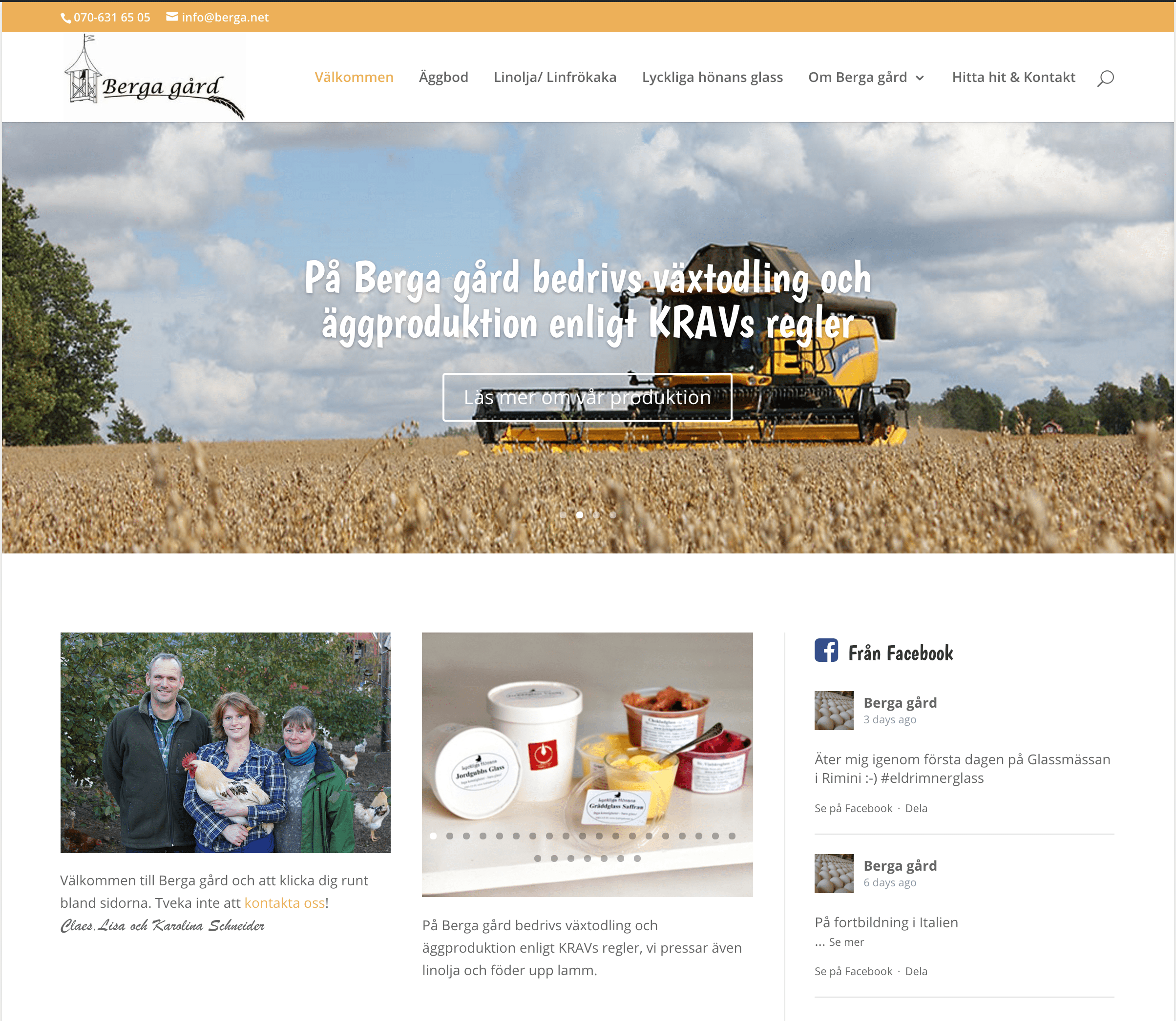 Webbsida för Berga gård
