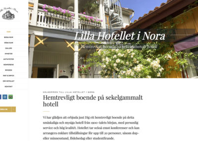 Webbsida och foto för Lilla Hotellet Nora