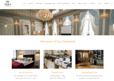 Redesign av Nora stadshotells webbsida – 2019