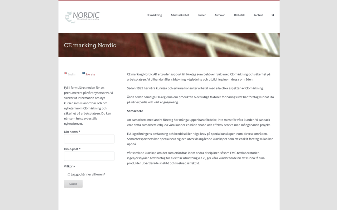Migrering av CE-marking Nordics webbsida från Flash till WordPress