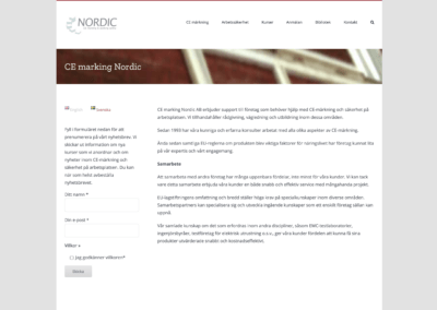 Webbsida för CE-marking Nordic