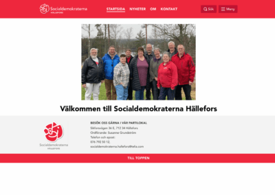 Webbsida för Socialdemokraterna Hällefors