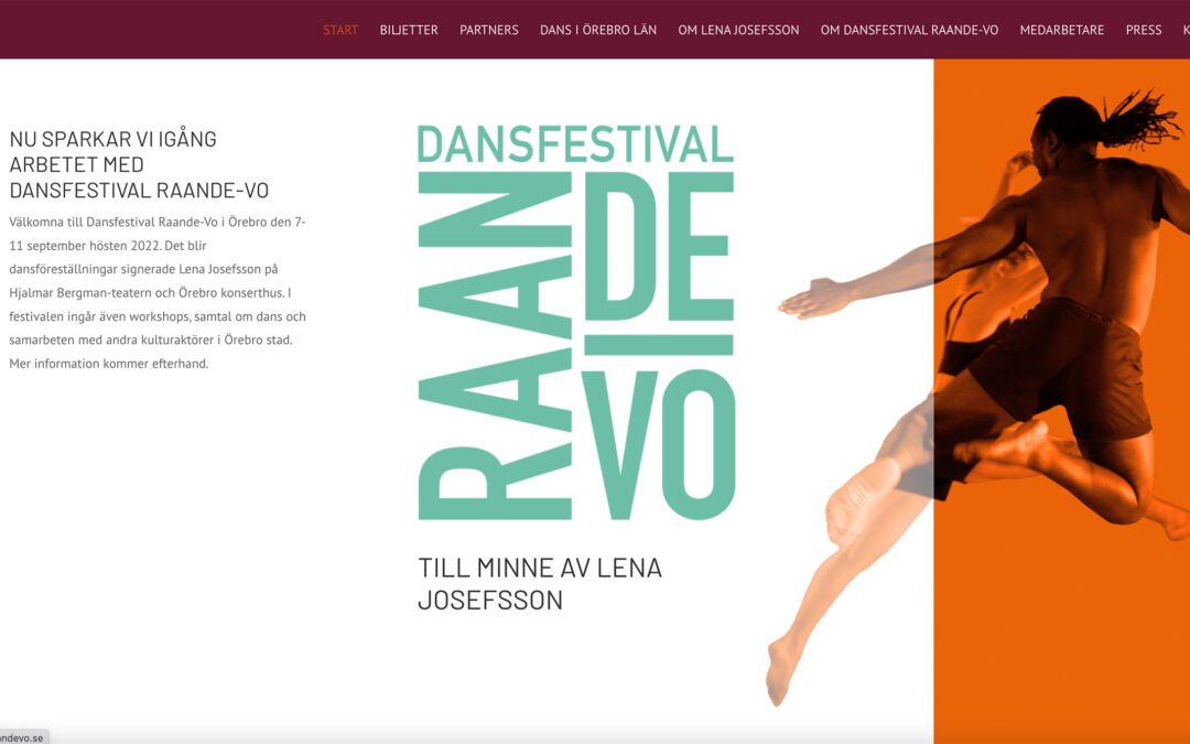 Webbsida för dansfestival Raande-Vo i samarbete med Anna Ström -2022