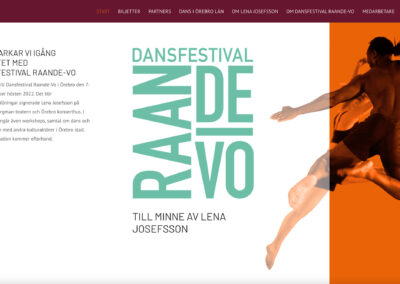 Webbsida för dansfestival Raande-Vo i samarbete med Anna Ström -2022