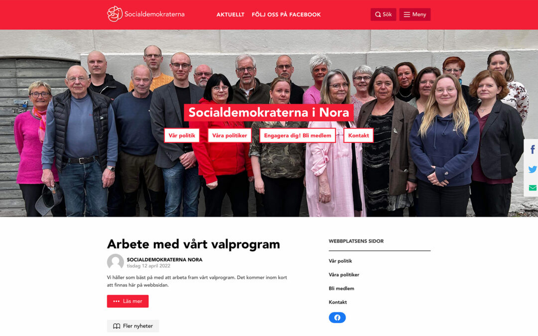 Redesign av Socialdemokraterna i Noras webbsida