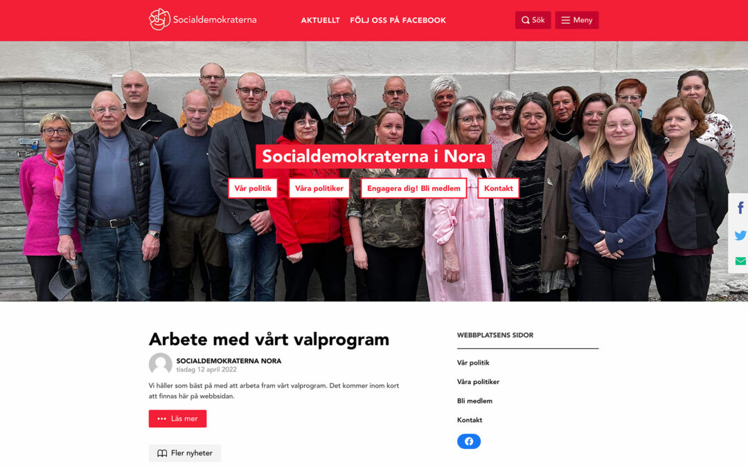 Redesign av Socialdemokraterna i Noras webbsida –2022