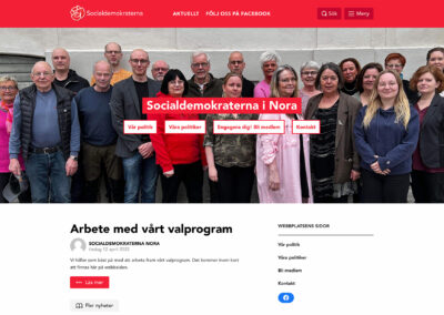 Redesign av Socialdemokraterna i Noras webbsida –2022