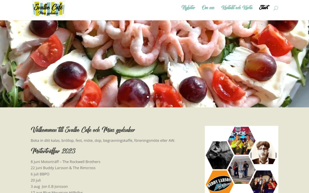 Webbsida för Svalbo café – 2023
