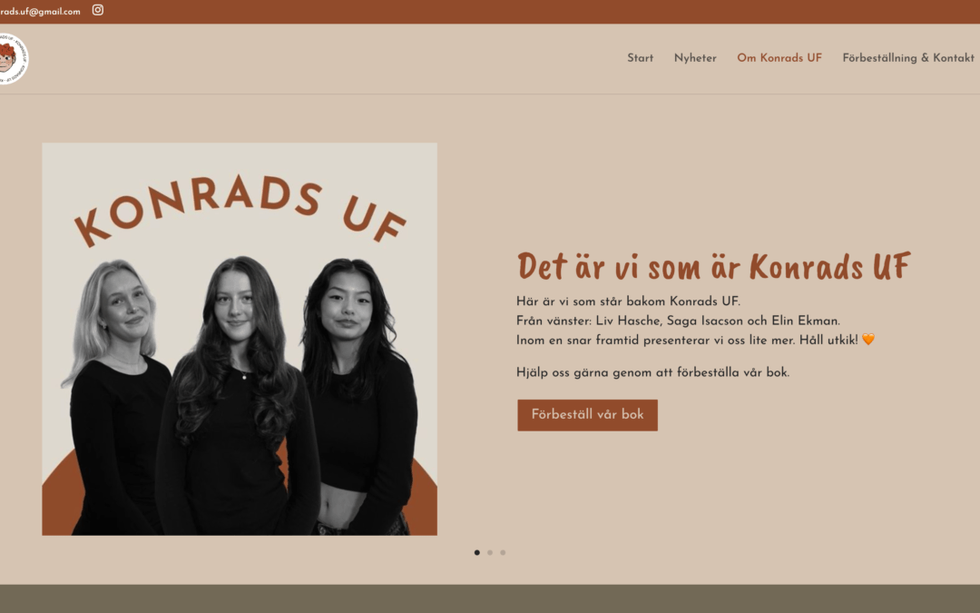Webbsida för Konrads UF – 2023